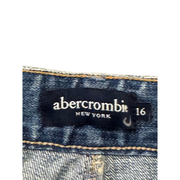 Vintage Y2K Abercrombie Womens Distressed Denim Mini Skirt Size 16 Blue - Picture 3 of 3